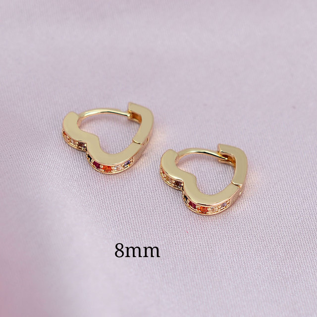 High Quality Luxury Women Small Heart Geometry Hoop Earrings Dazzling Micro Paved CZ Stones Versatile Female Fashion Jewelry