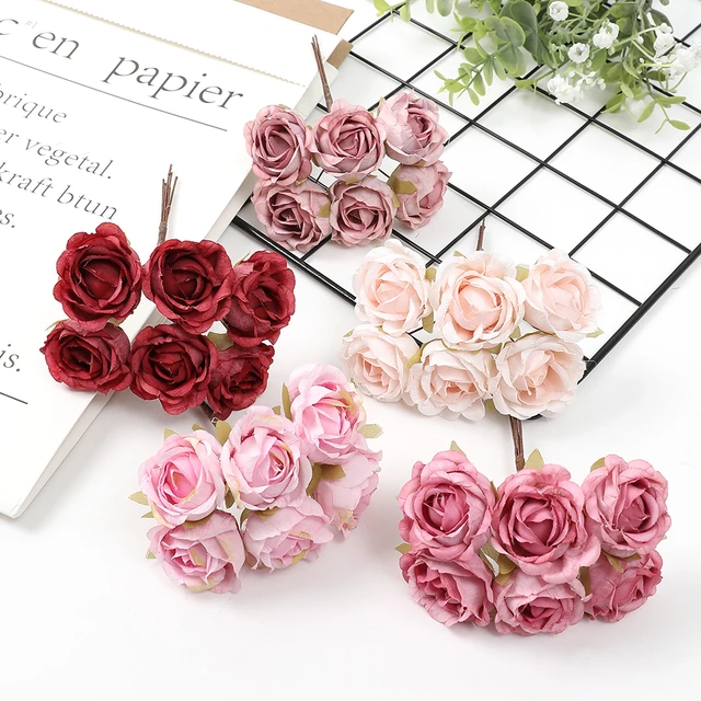 120 Pcs Mini Faux Flowers for Crafts, Heads Artificial Small Fabric Silk  Daisy Peony Decorations Garland DIY Wreath Accessories for Wedding Home  Party