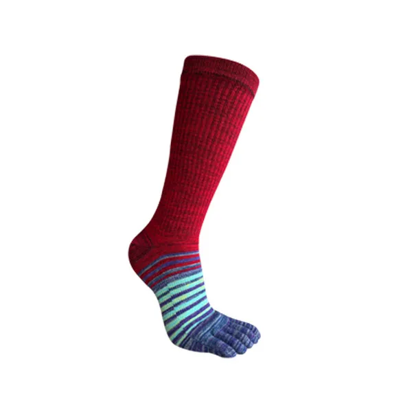 Colorful Striped Compression Toe Socks for Outdoor Fitness Activities
