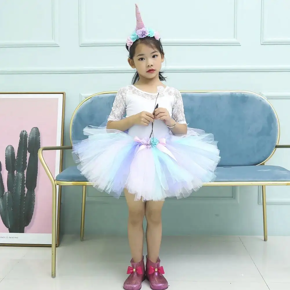 Vestido De Tutú Arcoíris Para Niña, De Tul Para Cumpleaños