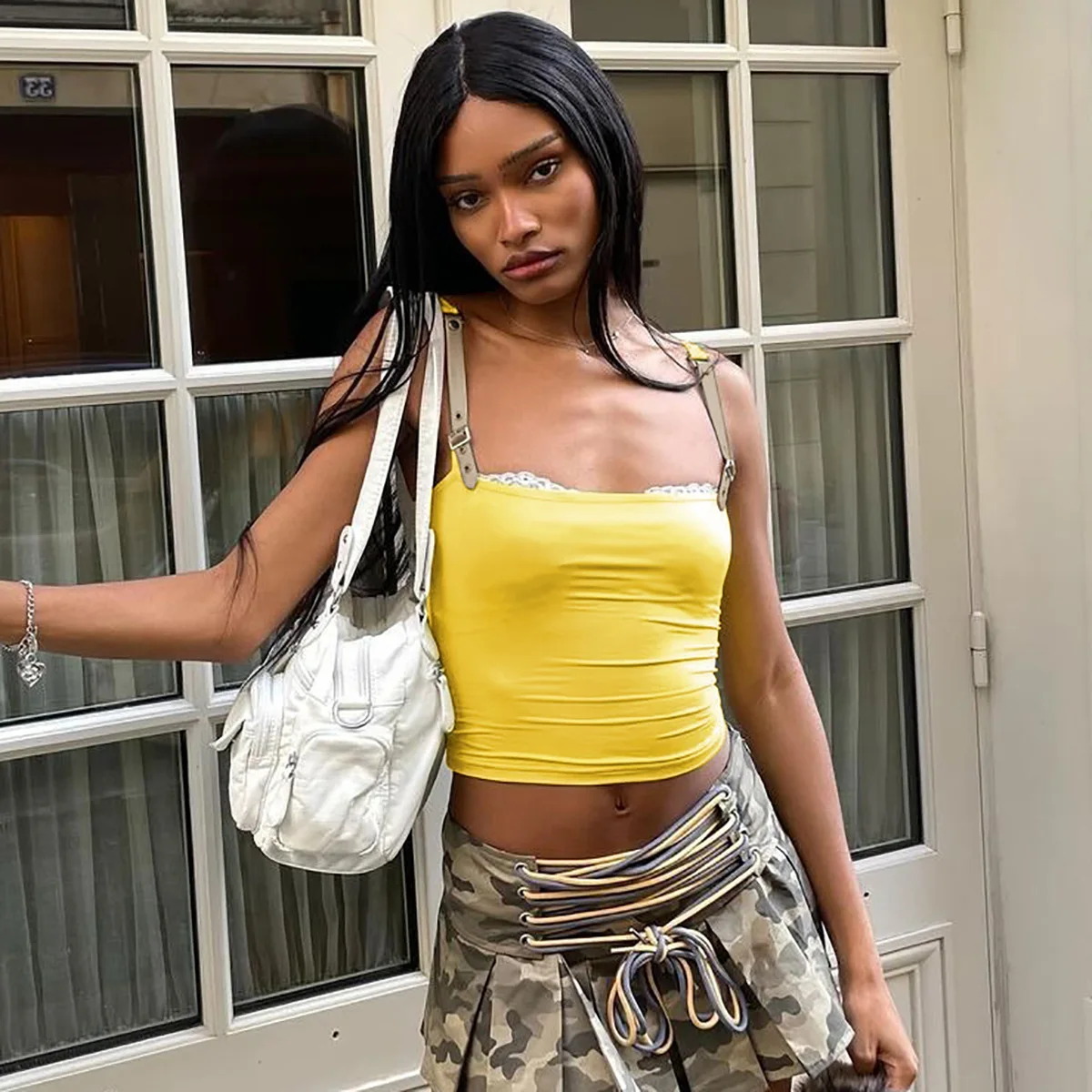 Summer Lace Patchwork Tank Top For Women Backless Slim Square Collar Cropped Sexy Y2k Vest Female Contrast Streetwear 2025