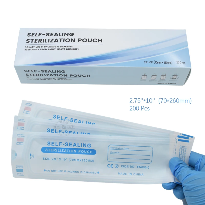 200 Disposable Dental Self-Sealing Sterilization Pouches - Assorted Sizes Available