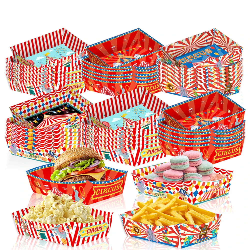 10/20/30 stücke Karneval Lebensmittel Tabletts Karneval Party Decor Einweg Papier Lebensmittel Serviertabletts Hot Dog Boote für Zirkus Thema Geburtstag