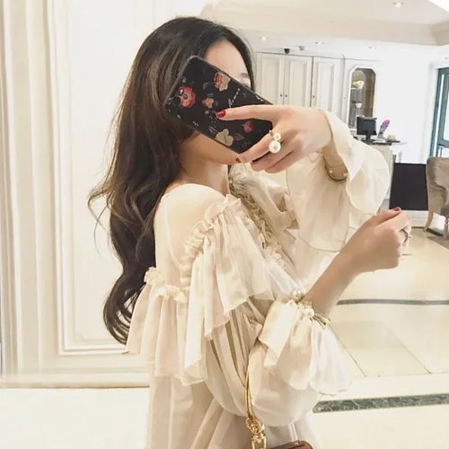 여성용 v-넥 섹시한 셔츠, 보헤미안 메쉬 블라우스, 여름용 프릴 플레어 슬리브, 우아한 페플럼 탑, 프릴, 블라우스, 13459 년 상품 4