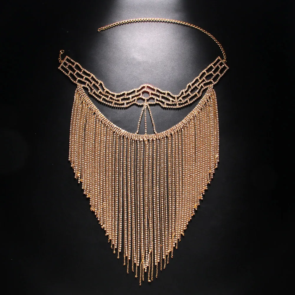 Fashion Rhinestone Tassel Veil Masks for Women Bohe Face Curtain Jewelry Chain Masquerade Dance Party Sexy Costume Accessories