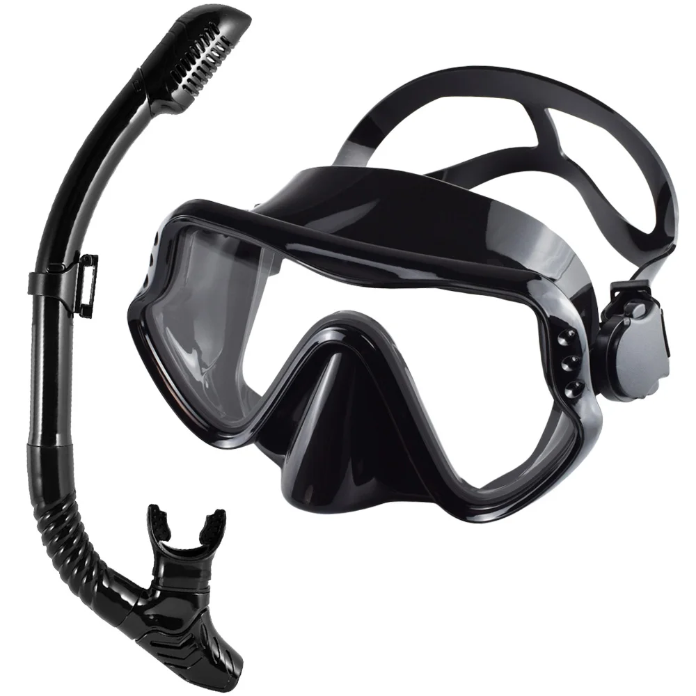 Adult Panoramic View Scuba Mask & Snorkel Set for Professional Diving and Swimming Training