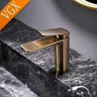 VGX หรูหราห้องน้ําก๊อกน้ําอ่างล้างหน้าก๊อกน้ํา Gourmet อ่างล้างหน้า Tapware ร้อนน้ําเย็นแตะทองเหลือง Chrome สีดํา Brushed Gold 5