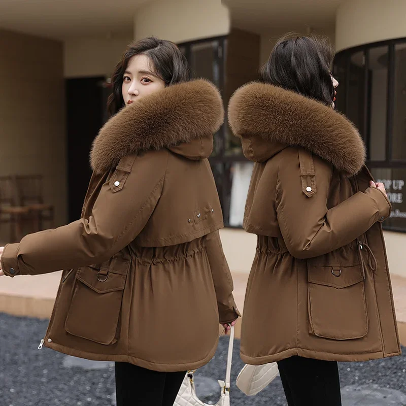 

Winter Jacket Vintage Women's Parkas Fashion Snowsuit Long Sleeve Korean FUR COLLAR Female Clothing Loose 2023 New Hooded Coats