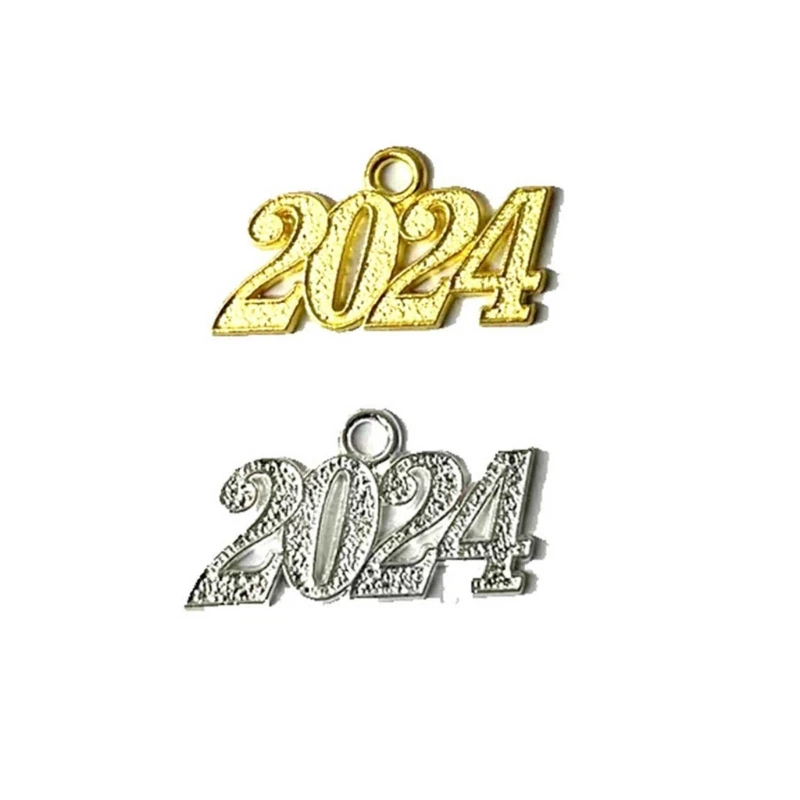 

100pcs Number 2024 Year Charm Letter Pendants Gold Silver Color for Jewelry Making DIY Handmade Craft Accessories