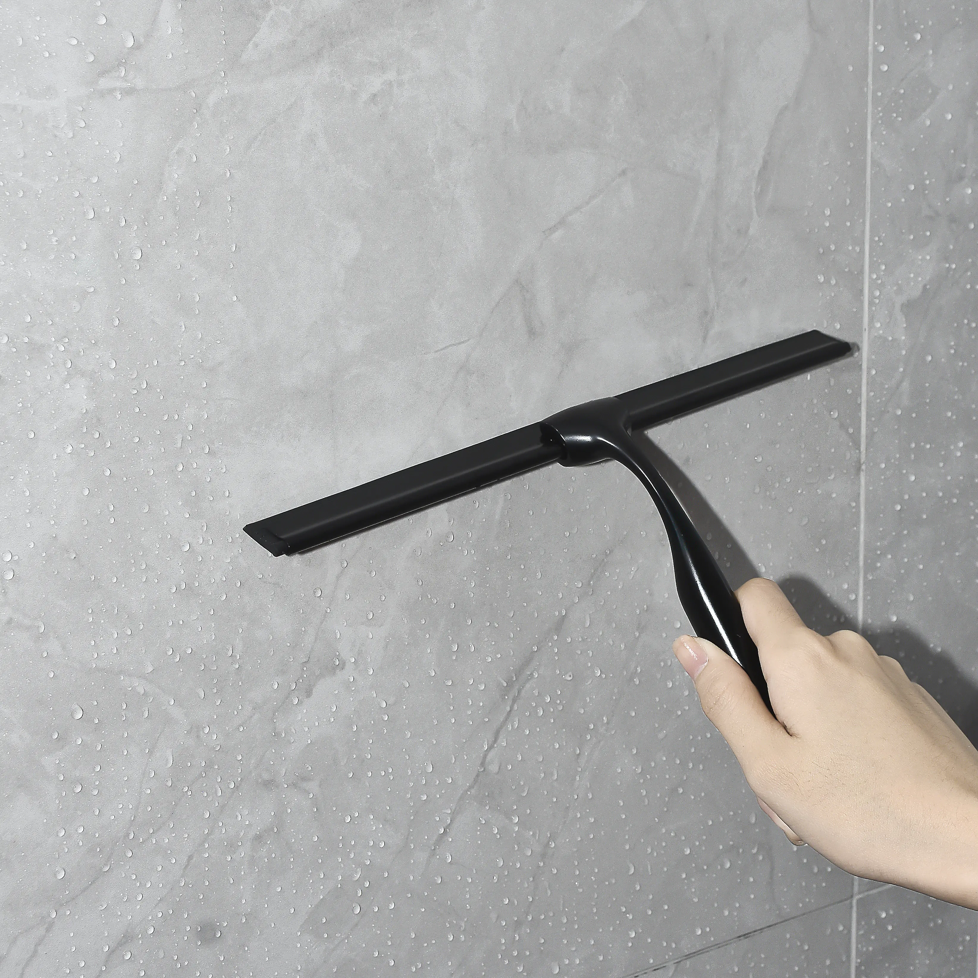 Black Rubber Scrape Silicone Shower Cleaner Stainless Steel Squeegee 10'' 12'' 14'' INCH Bathroom Kitchen Household Car Window 5