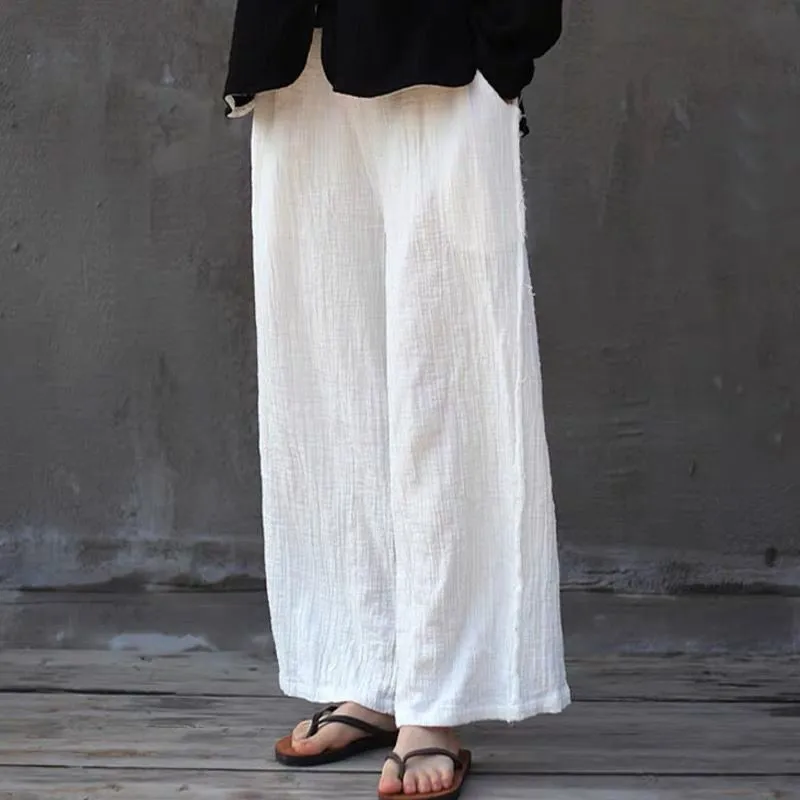 Women Casual Wide Leg Pants Summer Harajuku Style Cotton Linen Trousers Vintage Autunm pants pantalones de mujer y2k clothes