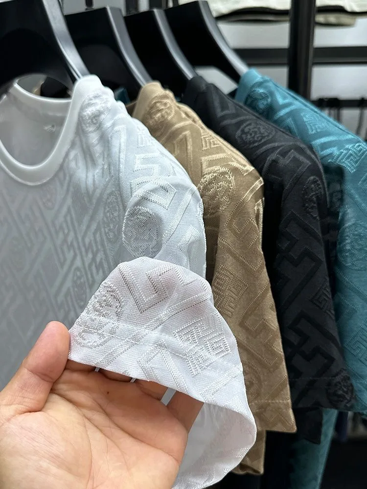 High quality men's short sleeved summer designer boutique jacquard craftsmanship polo business stand up collar T-shirt new style 15 Sba339259e4664d8da450a712044c2ab1m