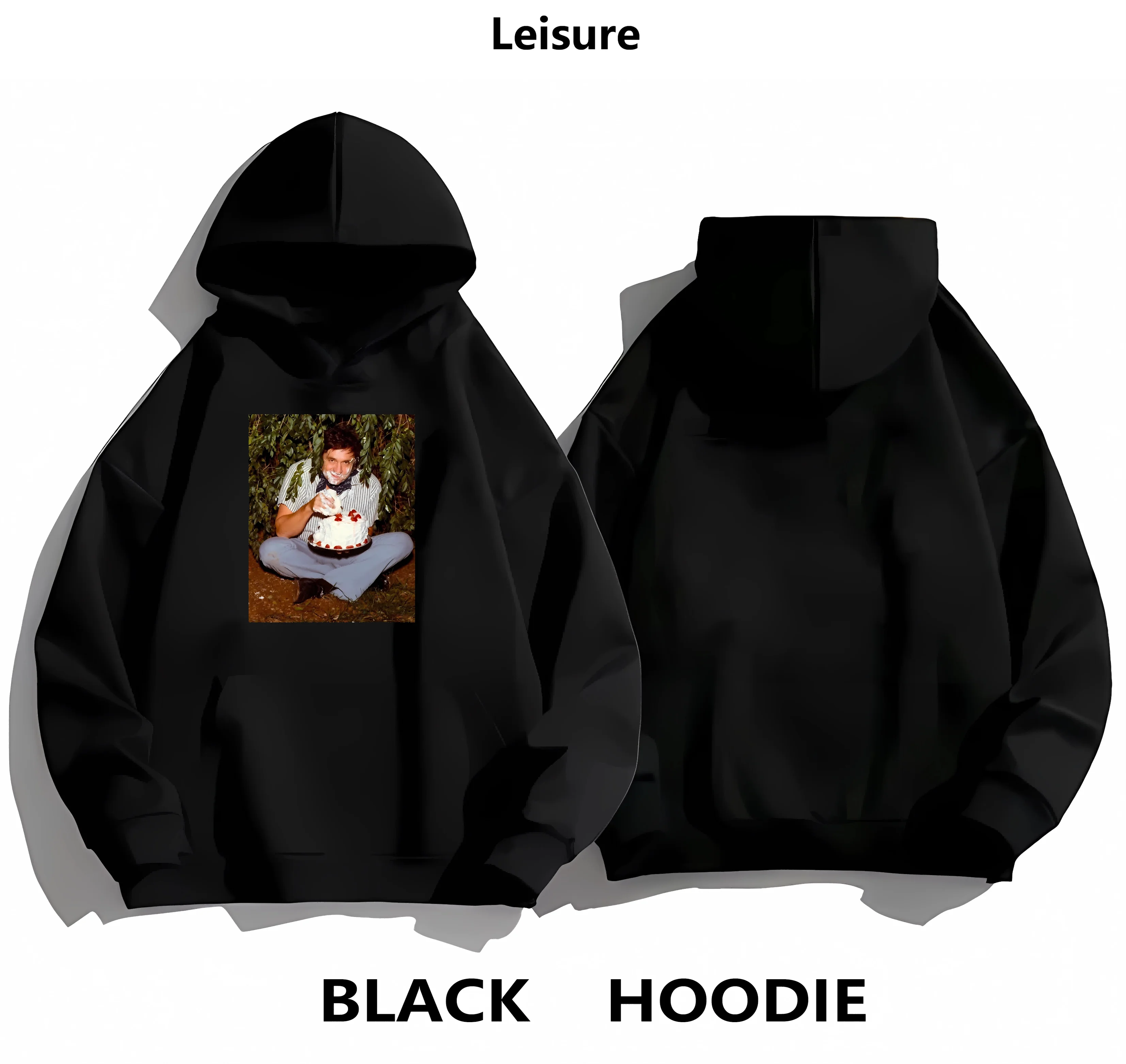 

Men's Johnny Cash One More Song vintage cotton black hoodie cake photo for Strawberry Cake album fun women's cotton hoodie