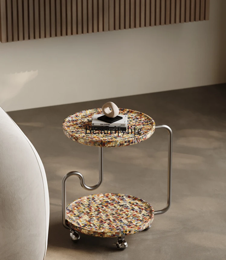 

Итальянский минималистичный художественный Диванный боковой столик круглый маленький чайный столик