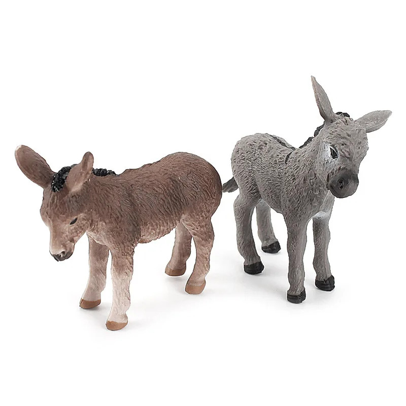 Simulation Animal Little Donkey Educational Children's Cognitive Model Micro Ornaments Plastic Decoration Baby Toy Gift A0425 miniature figurines