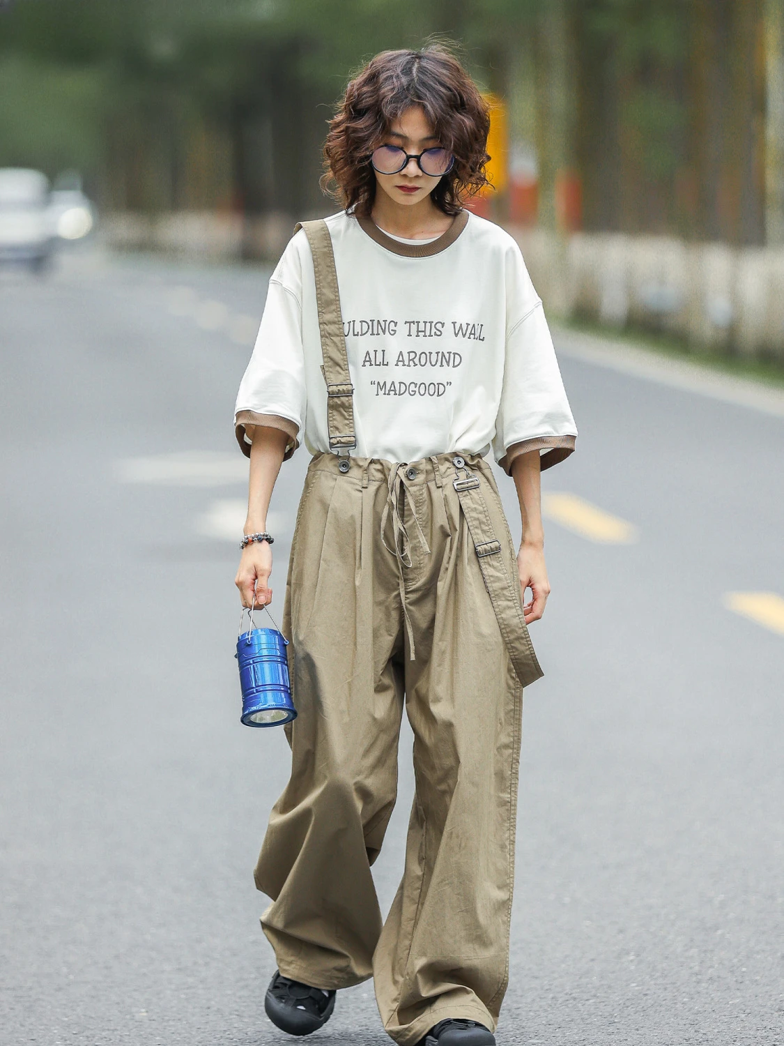 Unisex construction site overalls for male and female students Korean style loose spring and summer 2024 casual wide leg pants