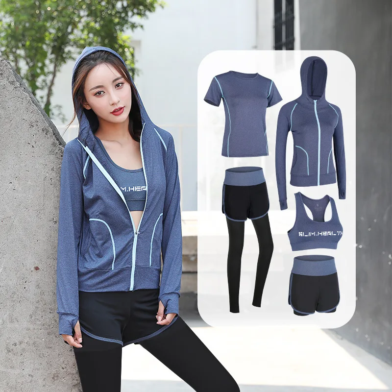 

Yoga Clothes for Women, Quick Drying, Running Suit, Sportswear, Sweat-Absorbent, 5-Piece Workout, Spring, Summer