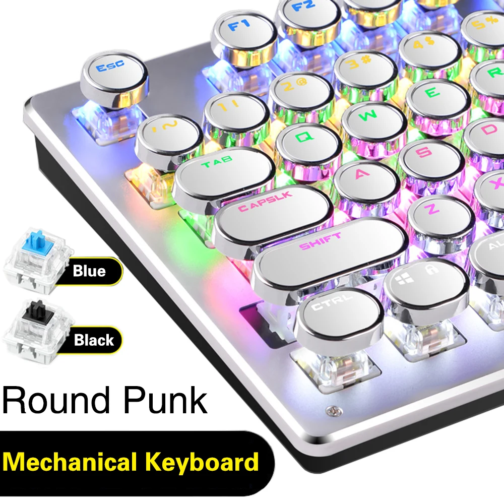 AULA Game mechanical keyboard white punk keycap 104 KEYS computer keyboard laptop keyboard Russian Korean for Game Laptop PC