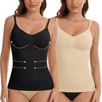 Débardeur gainant pour femme, effet ventre plat, col en V, compression amincissante, sans couture 1
