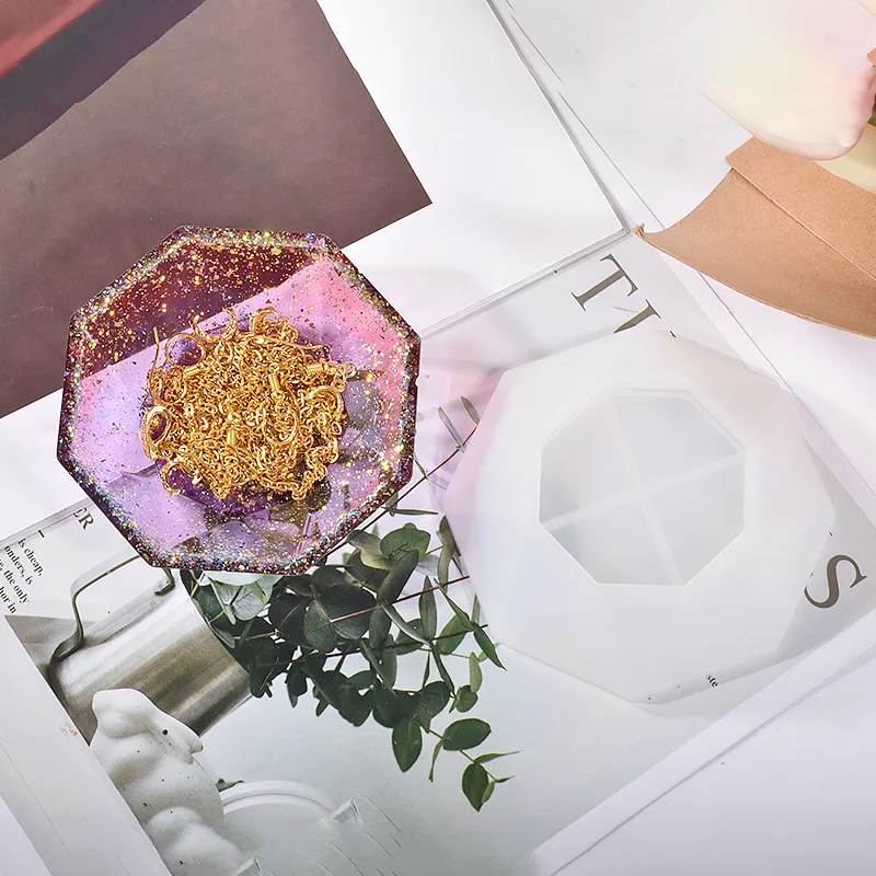 

DIY Epoxy Resin Mold Plate Mold Octagonal Cut Surface Small Plate Multilateral Storage Box Storage Tray Silicone Mold