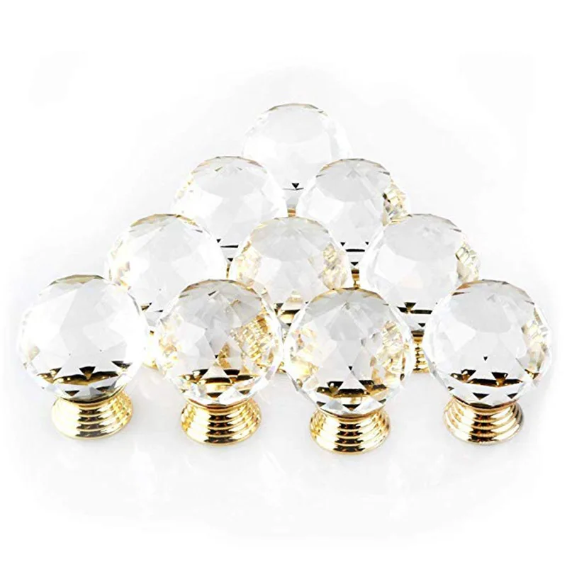 Single Hole 30MM Crystal Glass Ball Handle European Cabinet Door Drawer Furniture Hardware Accessories 1pcs