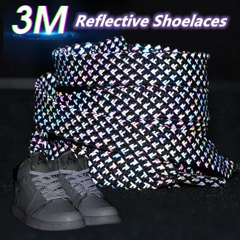

3M Reflective Flat Shoelaces for Sneakers Colorful Reflective Shoe Laces Luminous Shoelace 100/120/140/160CM Shoestrings 1 Pair