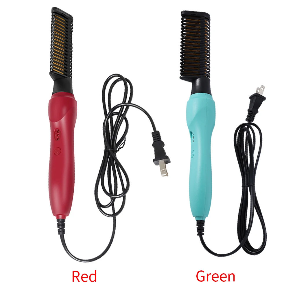 

Hair Straightener Electric Hot Heating Hair Curler Adjustable Hand Held Hairstyling Brush Red AU Plug