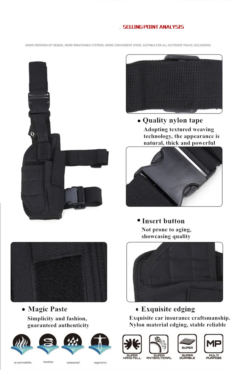 Description Picture 5 of itemUniversal Left Right Hand Gun Holster Tornado Drop Leg Thigh Holsters Hunting Airsoft Glock Handgun Holder Bag NEW