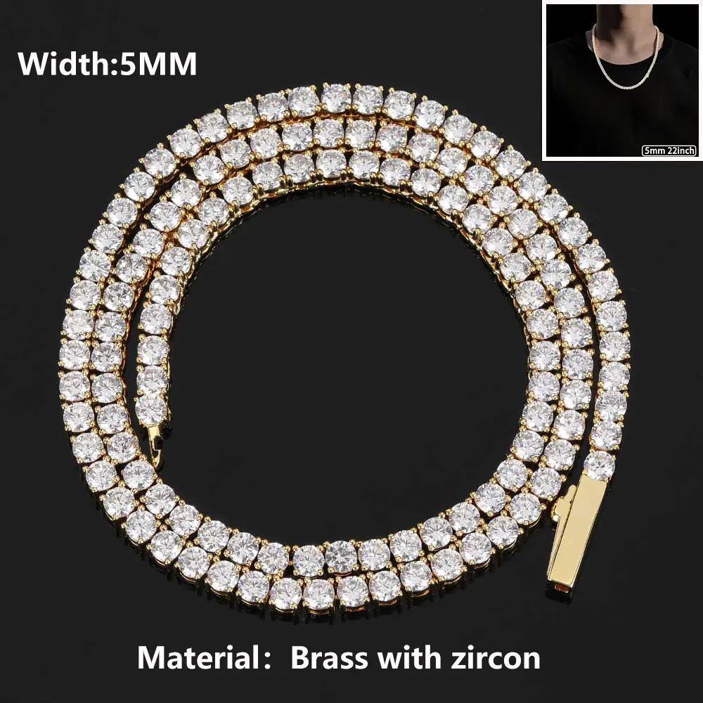 Hip Hop Jewelry Cubic Zirconia Iced Out Tennis Chain Iced Out 18k