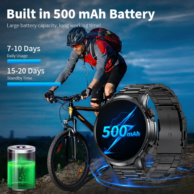 LIGE Smart Watch 1.95 inch Large Screen Bluetooth Calling Health Monitoring 500mAh Large Battery AI Voice Men Smartwatch EX100 4