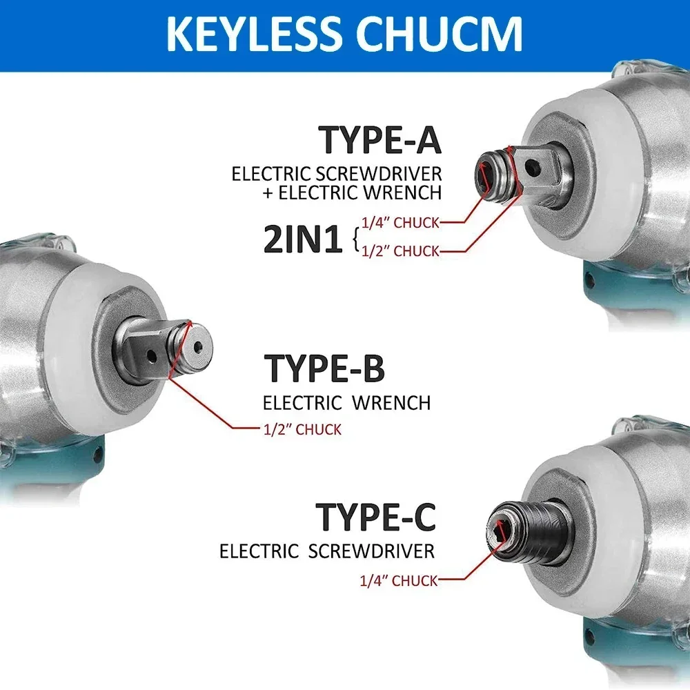 18V 350N.m Brushless Drill Cordless Electric Impact Wrench Rechargeable 1/4 Square Drive Wrench Power Tool For Makita Battery 5
