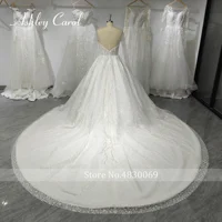 Ashley Carol Long Sleeve Wedding Dress Real photos 2023 Shining Beading Lace Up Invisible Neckline Wedding Gown Vestido De Novia 2