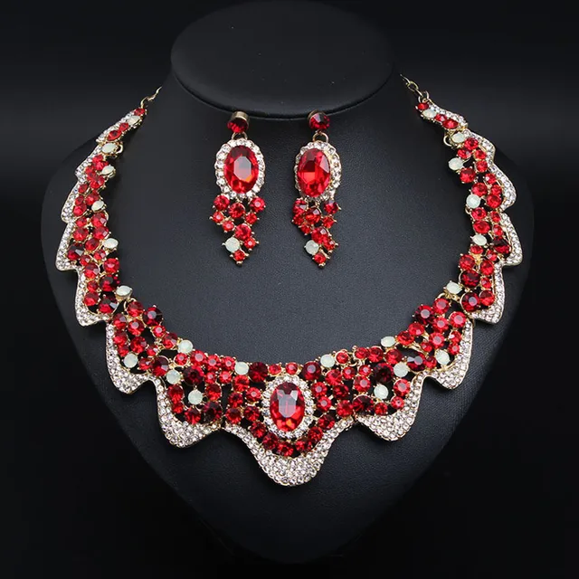 Fake Collar Geometric Clavicle Wave Shape Rhinestone Jewelry Sets 4