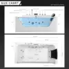 Acrylic Alcove Whirlpool Bathtub - Hydromassage Rectangular Jetted Soaking Tub with Center Drain - Waterfall Faucet 3