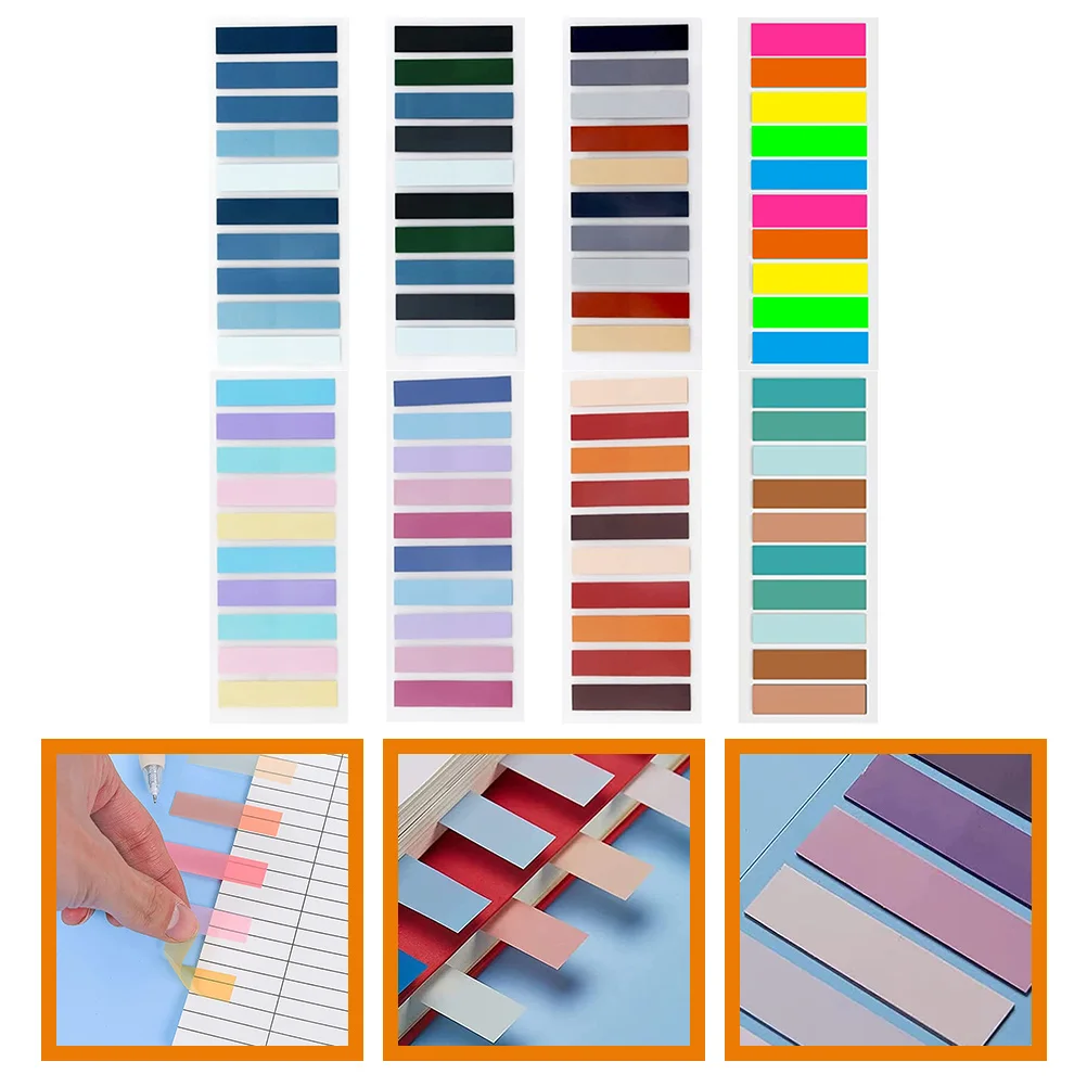

8 Books of Multi-function Sticky Tabs Convenient Page Markers Portable Book Tabs 40 color transparent sticky notes
