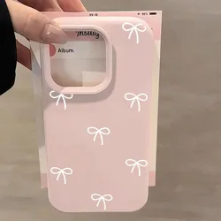White and Pink Bow Love Heart Print Shockproof Phone Case - iPhone 15 Plus (2)