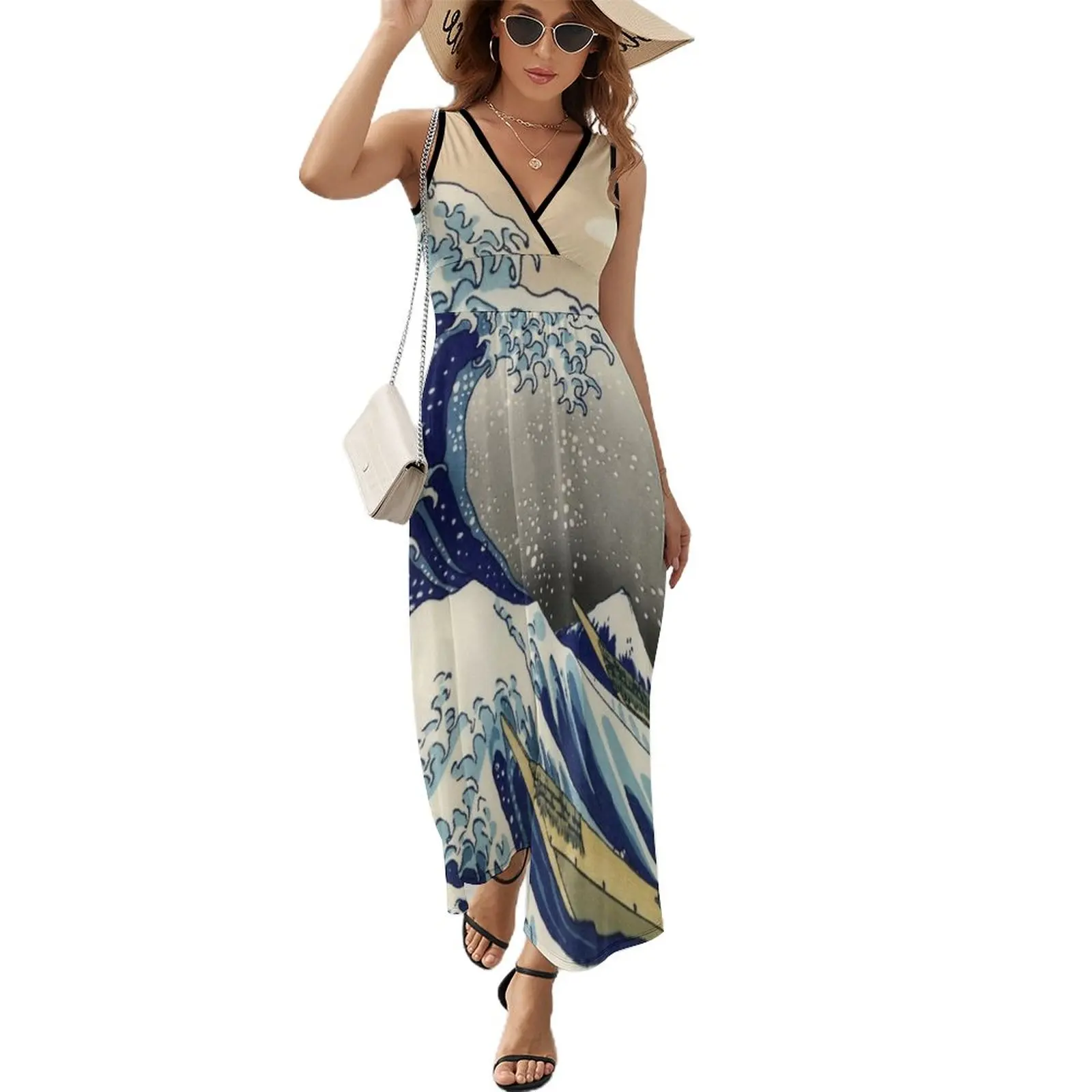 

The Great Wave Off Kanagawa Sleeveless Dress Evening gown bandage dress beach dresses summer dress for women 2023