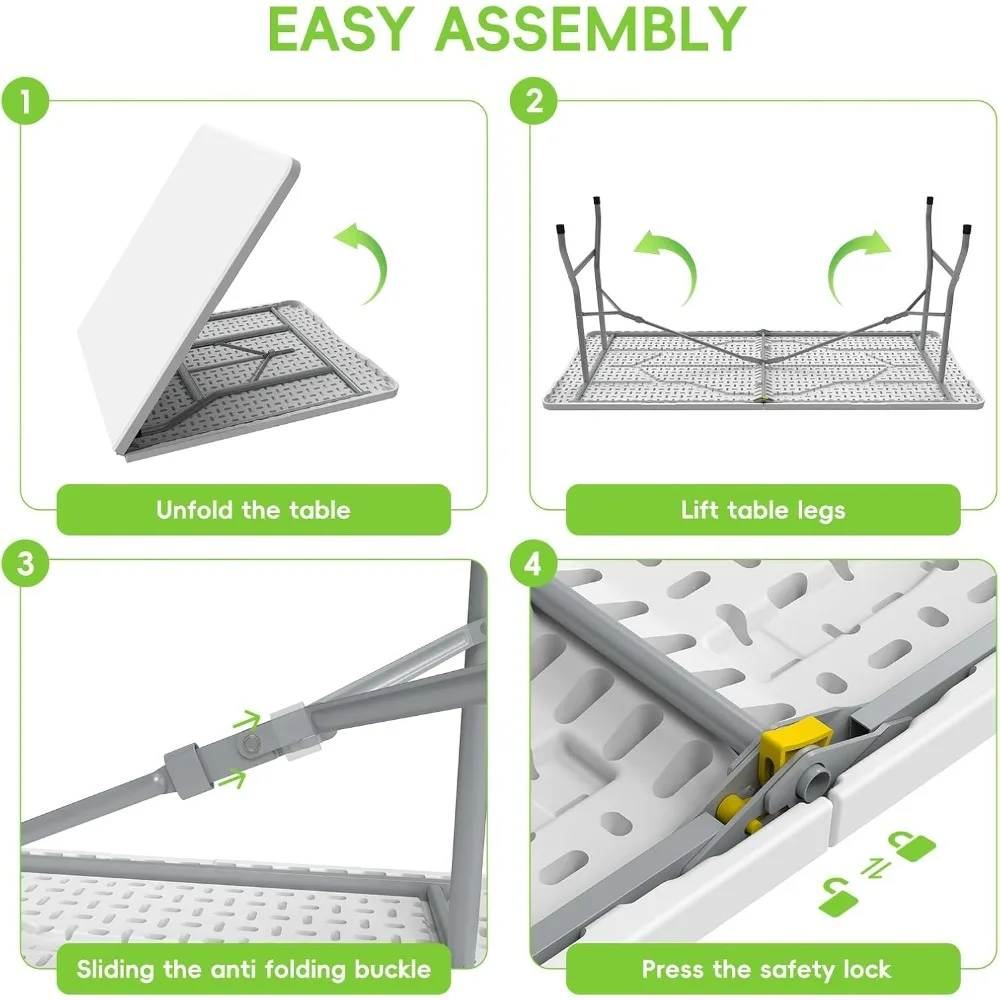 6-Foot Portable Folding Picnic Table Set with 2 Benches for Outdoor and Indoor Use