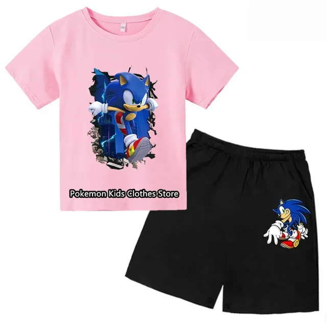 thumbnail image 1 of Nueva camiseta de Dragon Ball Sonic para niños, niñas y adolescentes, camisetas de manga corta de verano, camisetas casuales para niños, conjunto de camisetas de Pikachu, 1 of 5