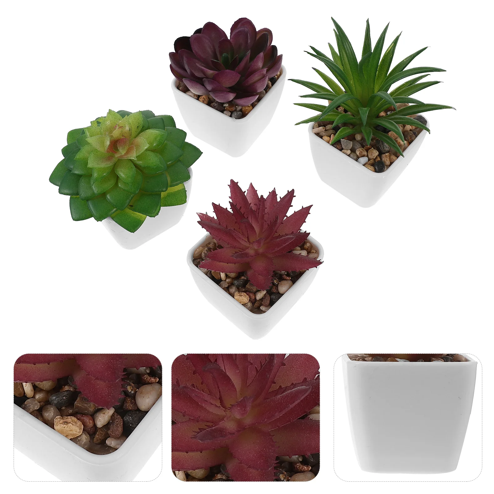 

4pcs Simulation Potted Plant Decor Succulent Plant Ornament Home Decoration