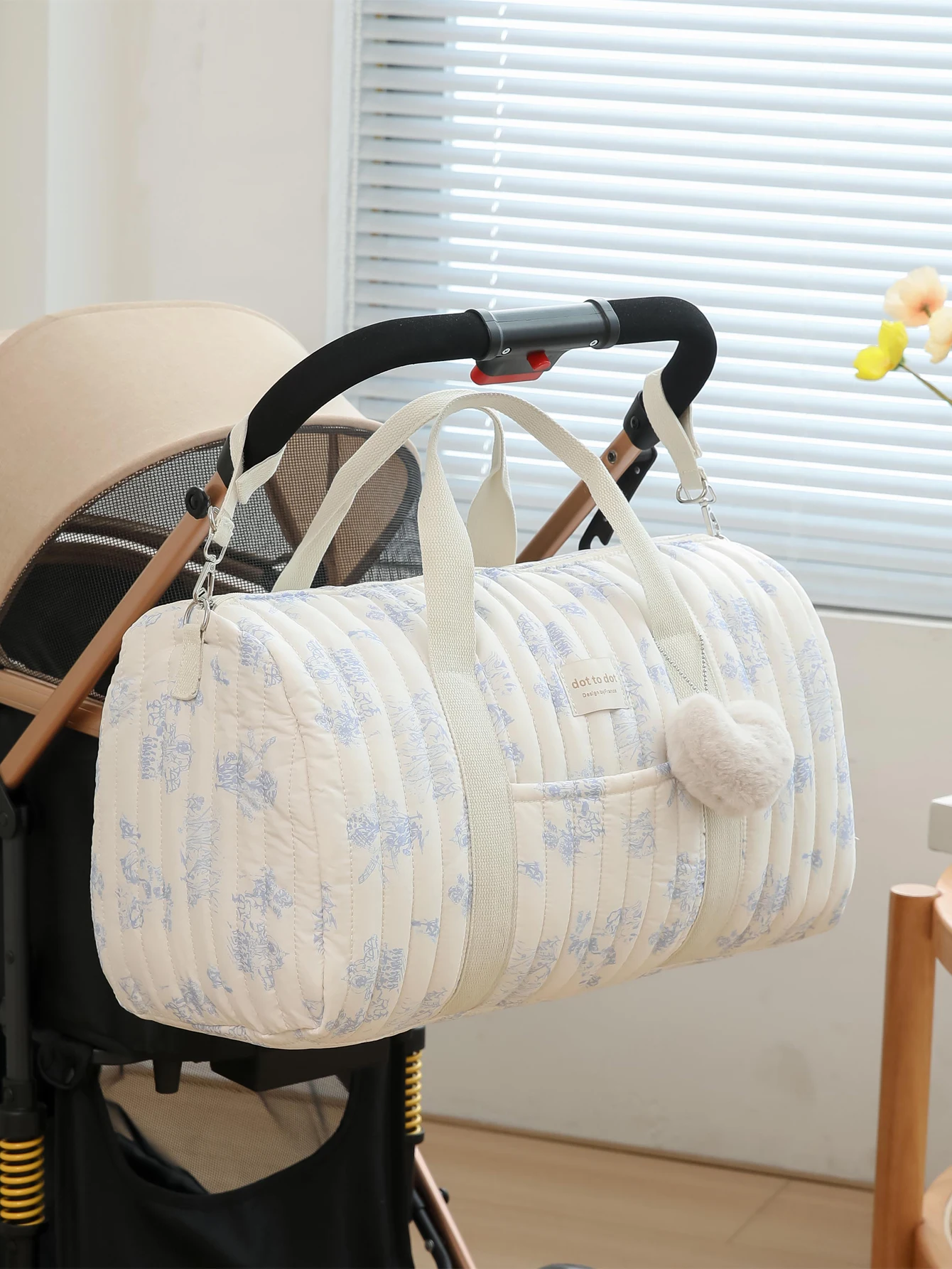 Korean Ins Style Women Travel Luggage Duffel Bag Large Capacity Lightweight Cotton Floral Printing Baby Nappy Bag Diaper