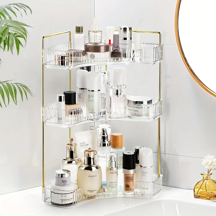 Transparent Multi-Layer Corner Shelf. Space-Saving 5