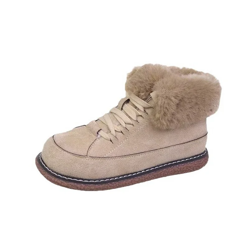 Winter Women & Girls Snow Boots Warm Thick-Soled Female Antiskid Soft Leather Shoes Sports Casual Sneakers Size 35-40
