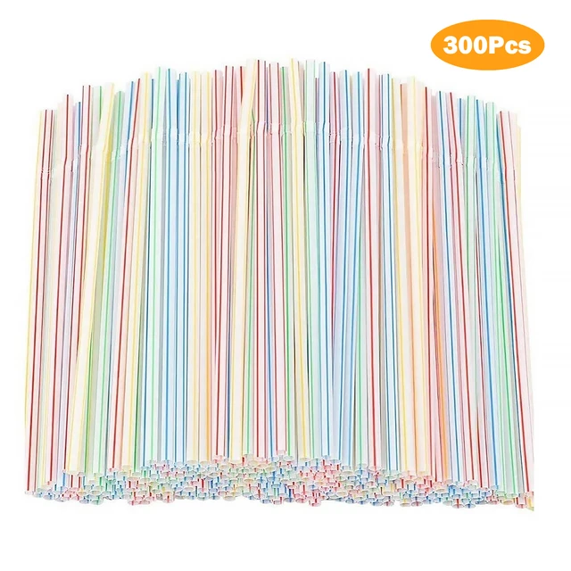 48 Pc Flexible Paper Straws Party Colorful Disposable Striped