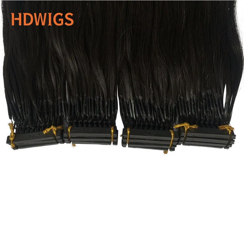 HDWIGS Straight Human Hair Extension 2nd 6D Virgin Human Hair Extensions 100% Real Hairpiece 5 Rows/pc Natural Blond Color