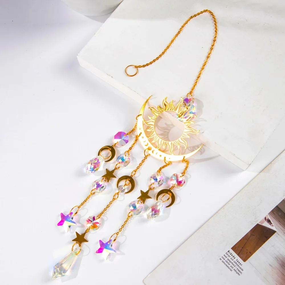 Sun Catcher New Star Moon Sun Catcher Colourful Balcony Pendant Sunlight catcher Hanging Decor Dream Catcher Outdoor Sun Catchers