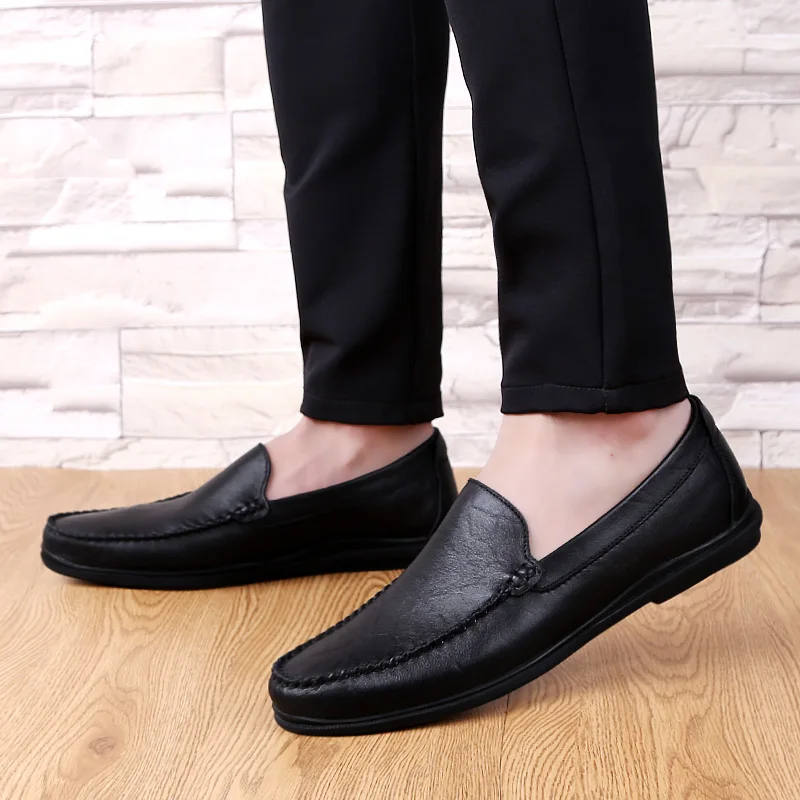 Flat bottomed business men's leather shoes gentleman Minimalist and retro style Daily formal office Plus Size Comfortable shoes 4