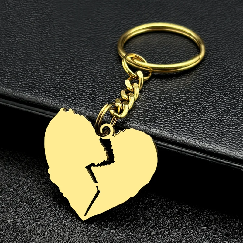 Gothic Punk Broken Heart Key Chain for Women Men Stainless Steel Black Gold Silver Color Hip Hop Music Bag Pendant Jewelry K3432