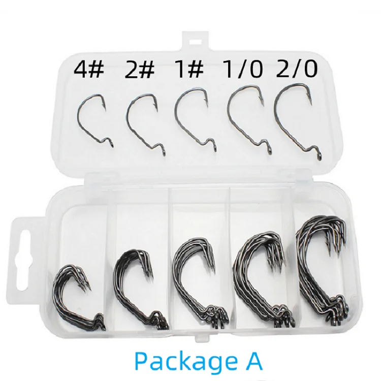 50pcs Crank Hook Set 8#-3/0 Fishing Hooks Saltwater Soft Worm Lure Wide Gap Offset Fishhook Jig Fish Hook For Carp Pike with Box