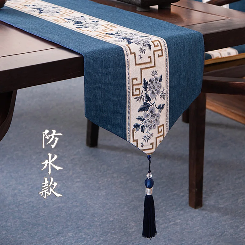

Waterproof table flag, new Chinese style Zen tea table tablecloth, high-end tea cloth, light luxury, high-end tea mat, modern an